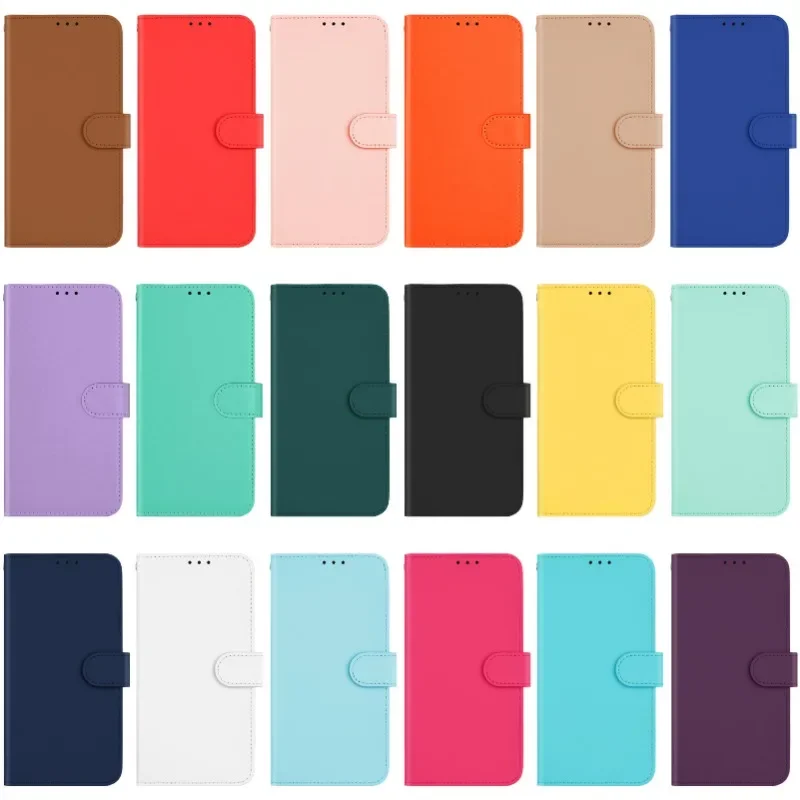 Однотонный чехол Etui G85 G55 G45 G35 для Motorola Moto G64 G84 G54 G14 G34 G04 G24 G73 G53 E14 цветной кожаный