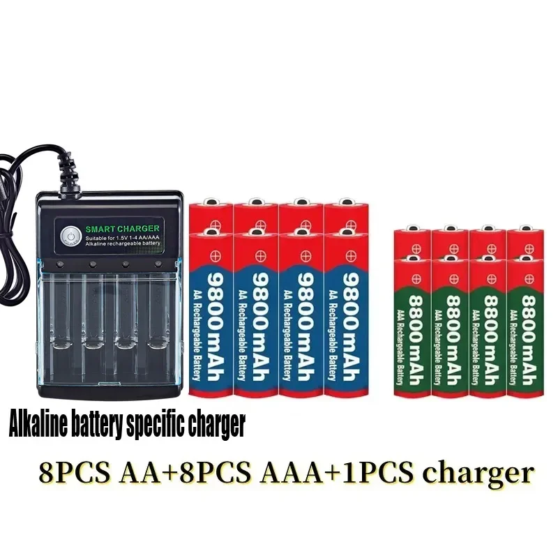 Фото Лучший 1,5 В AA9800 мАч + AAA8800 мАч + USB-зарядное устройство 1,5 В никель-водородная батарея, используемая для MP3-плеера MP4, электронных игрушек, батарейки для камеры №2