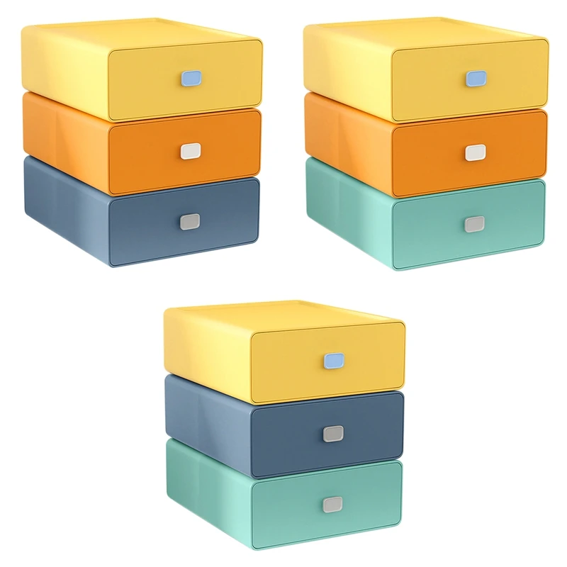

Разноцветный настольный Штабелируемый органайзер, ящик, ящик для хранения офисных аксессуаров, контейнер для хранения косметики, хранение ...