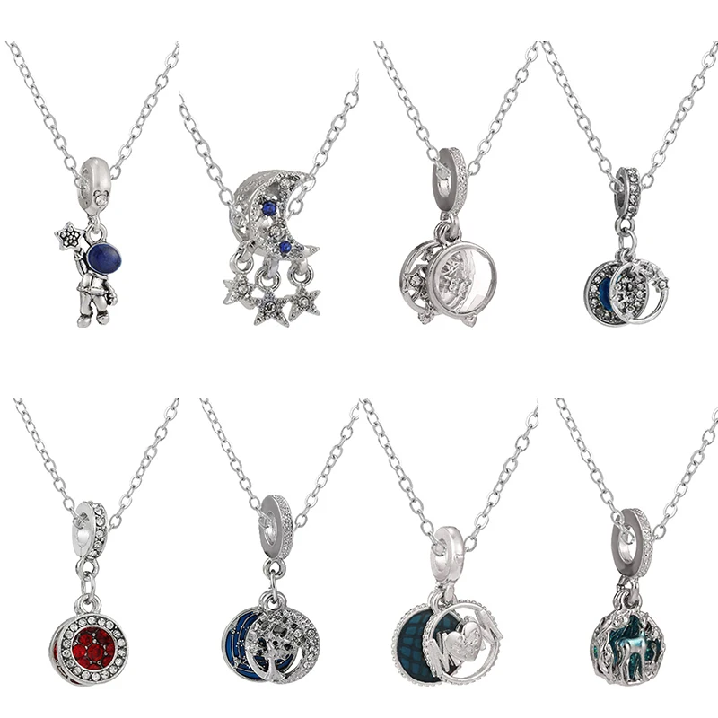 

Necklace For Women Jewelry Pendants Simple Snake Bone Chain Moon Star Sun Heart Wings Deer Rabbit Astronaut Hollow Letter MOM
