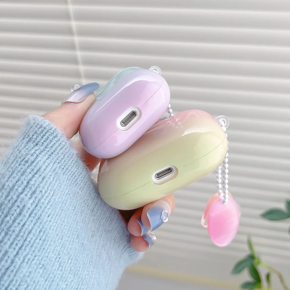 Модный Блестящий чехол для наушников AirPods Pro 3 с радужным переходом цвета защитный
