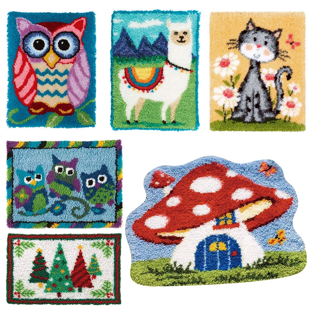

MLADEN Latch Hook Rug Kit DIY Crochet Yarn Rugs Hooking Craft Embroidery Kit with Color Preprinted Pattern Design for Adults Kid