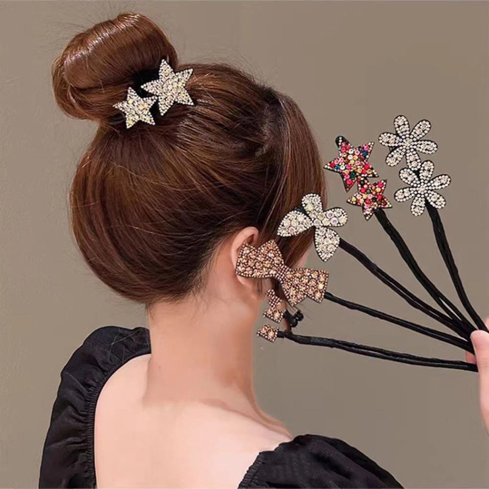 Заколка для волос со стразами и цветком волшебная булочка бигуди инструменты