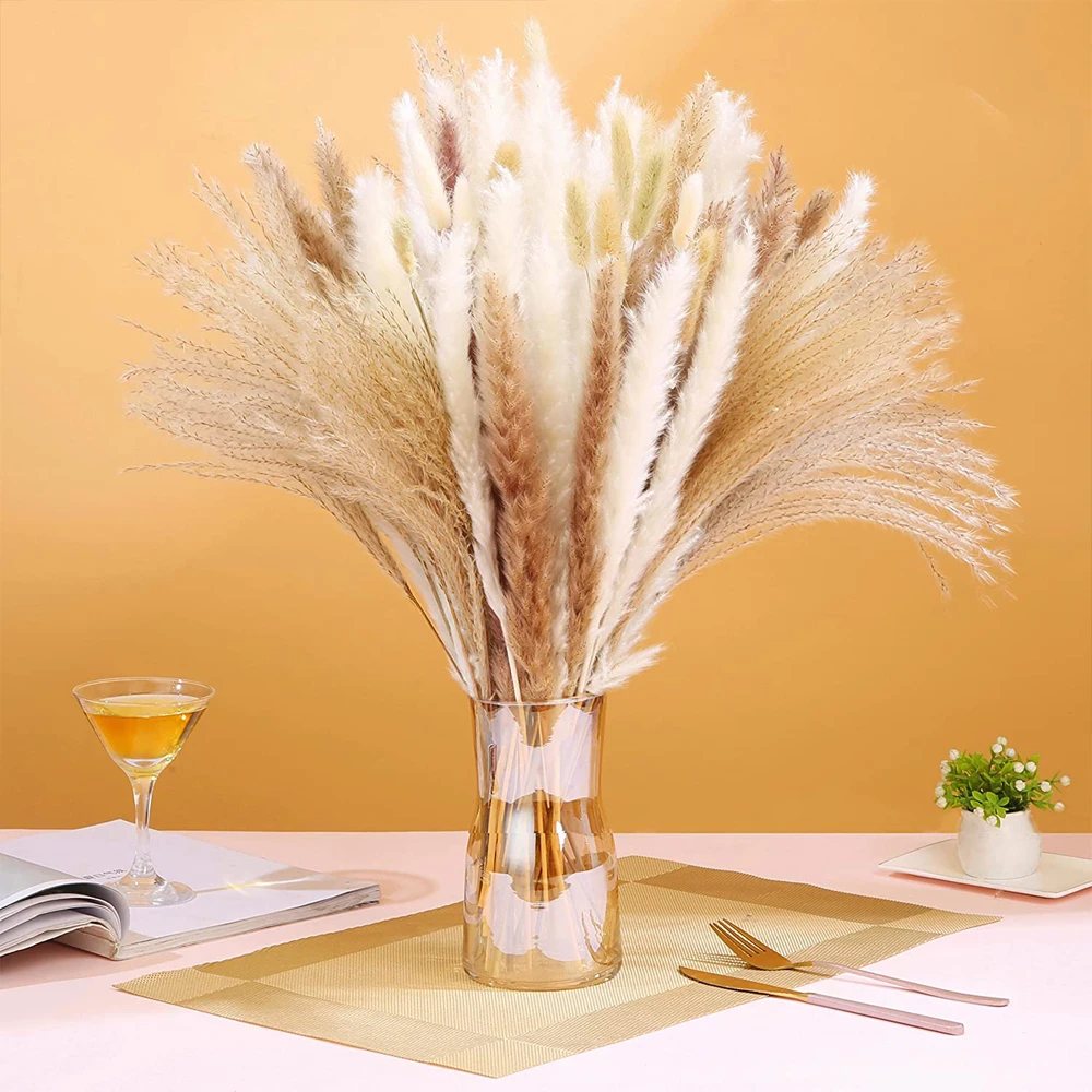 

60Pcs/lot Natural Dried Pampas Grass Decoration for Flower Arrangement Boho Wedding Bouquet Decoration Dried Flower Dekoration