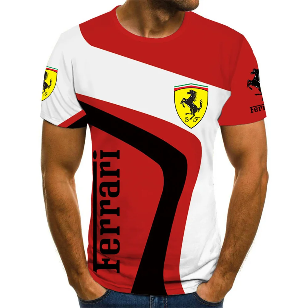 

Camiseta de Ferrari para hombre y mujer, camisetas de manga corta con estampado 3D de coche, Tops deportivos modernos informales