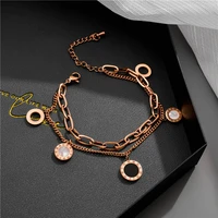 aradoo double chain round black and white shell roman numeral bracelet light luxury versatile ladies bracelet