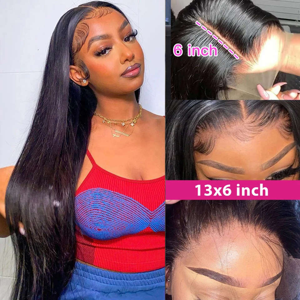 

Straight 13x4 Lace Front Human Hair Wigs PrePlucked 13x6HD Lace Frontal Wig For Women Human Hair Glueless Remy Bone Straight Wig