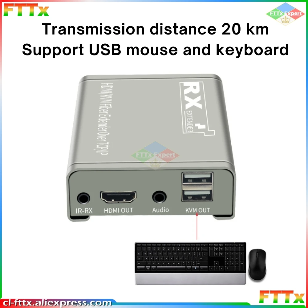 20Km HDMI KVM Fiber Extender HDMI With USB2.0 Over SC/FC port Fiber Optic Cable HDMI to Fiber Video Audio Transmitter Converter