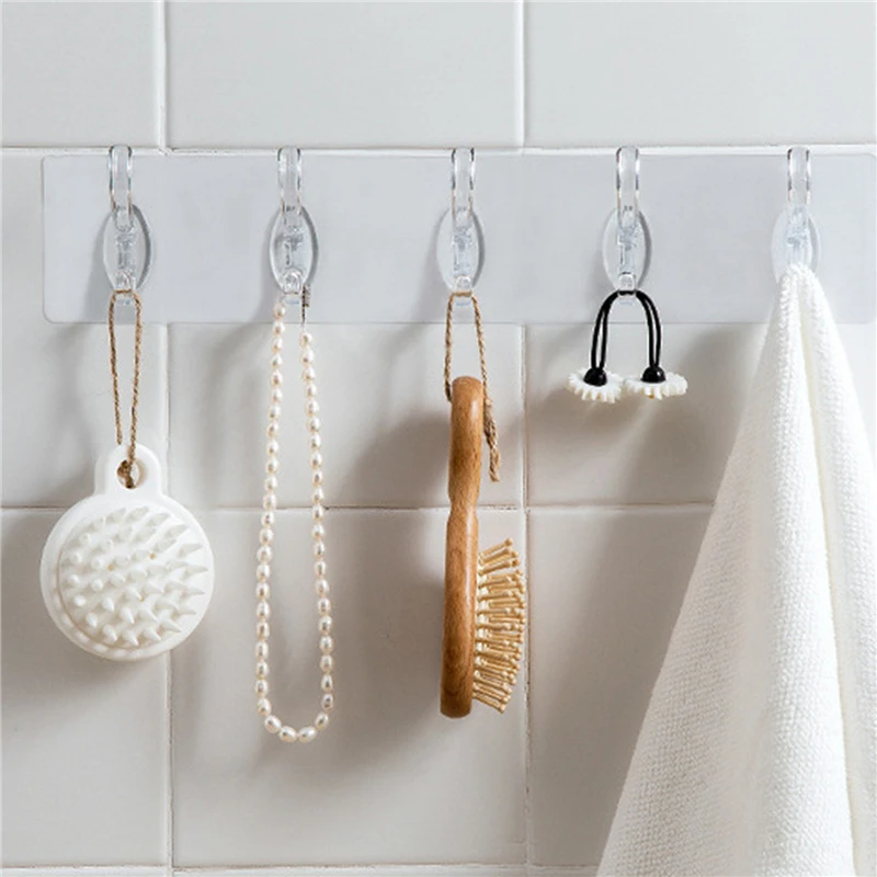 

Transparent Non-marking Strong Sticking Hook Kitchen Storage Tools Bathroom Hanger Storage Holder Hanging Stickers