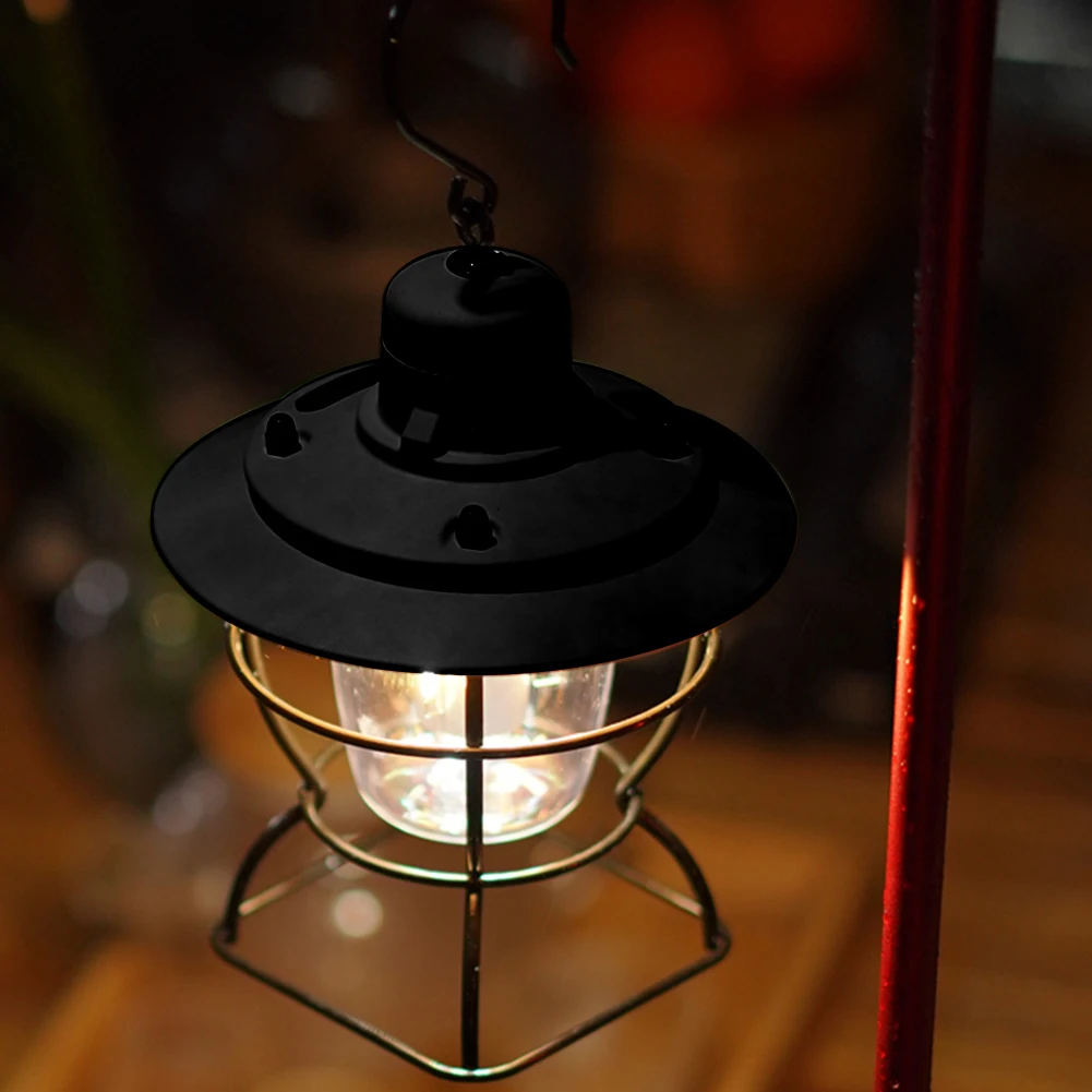 

Vintage Metal Flame Light Hanging Lantern Portable Retro Lantern USB Rechargeable Emergency Camping Night Lights for Outdoor