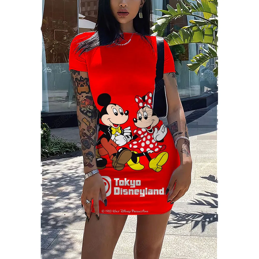 

New Disney Minnie Mickey Elastic Slim Slim Sexy Bag Hip Bottoming Dress Tight Sweet And Spicy Bottoming Dress Female