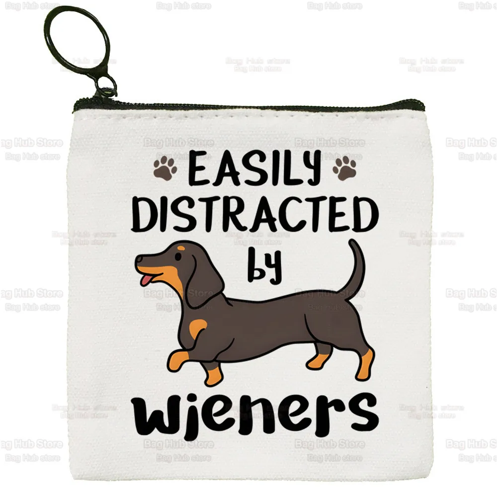 Anatomy Dachshund Dog I Do What I Want Cute Mini Coin Purse Canvas Student Wallet Coin Case Zipper Hand Female Key Case