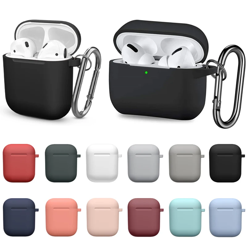 

Cases For Apple AirPods 2/1 Wireless Bluetooth Earphone Shockproof Protective Case With Hook For AirPods Pro Soft Silicone Cover