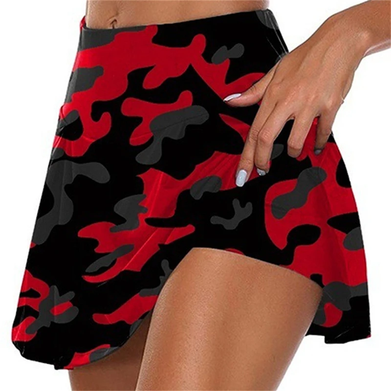 

Camo Printed Women Skirt Shorts Fitness Jogger Sweat Shorts Summer High Waist Skorts Pantalones Cortos Cycling Short Trousers