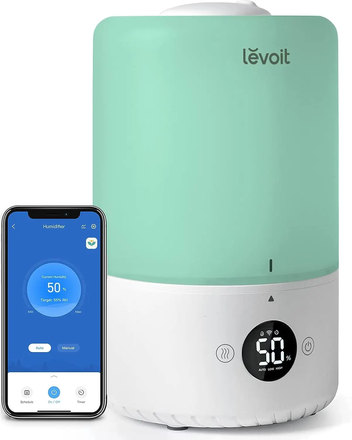 

Smart Cool Mist Top Fill Humidifiers for Bedroom with Sensor, Auto Humidity Setting , APP & Voice Control, Essential Oil Dif