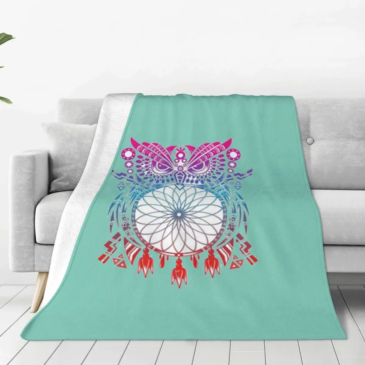 

Colorful Paper-Cut Owl Soft Flannel Throw Blanket for Couch Bed Warm Blanket Lightweight Blankets for Sofa Travel Blanket