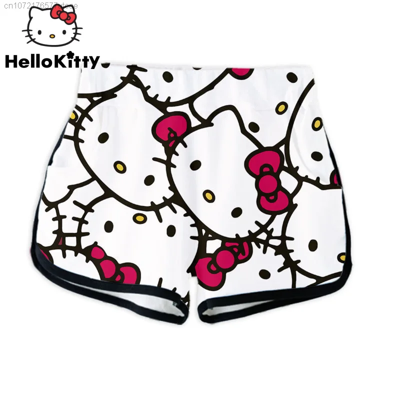 Hello Kitty Sanrio Series Beach Style Woman Shorts Summer Outwear New Man Sports Pants Casual Loose Short Trouses 2000s Clothes