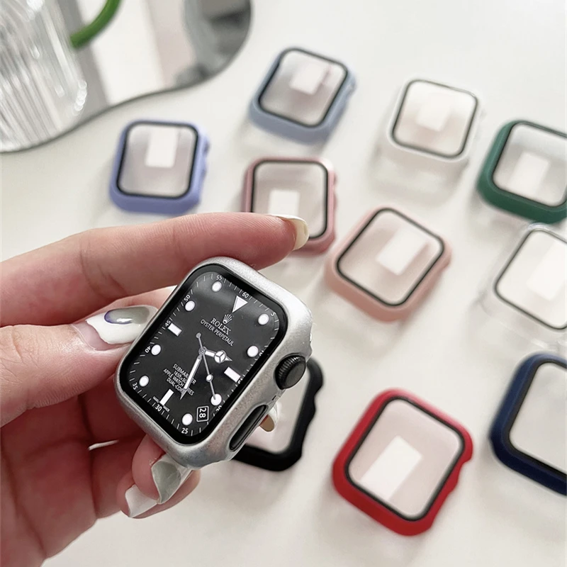 Новый матовый чехол для часов Apple Watch 41 мм 45 44 40 42 38 бампер + Защитное стекло экрана