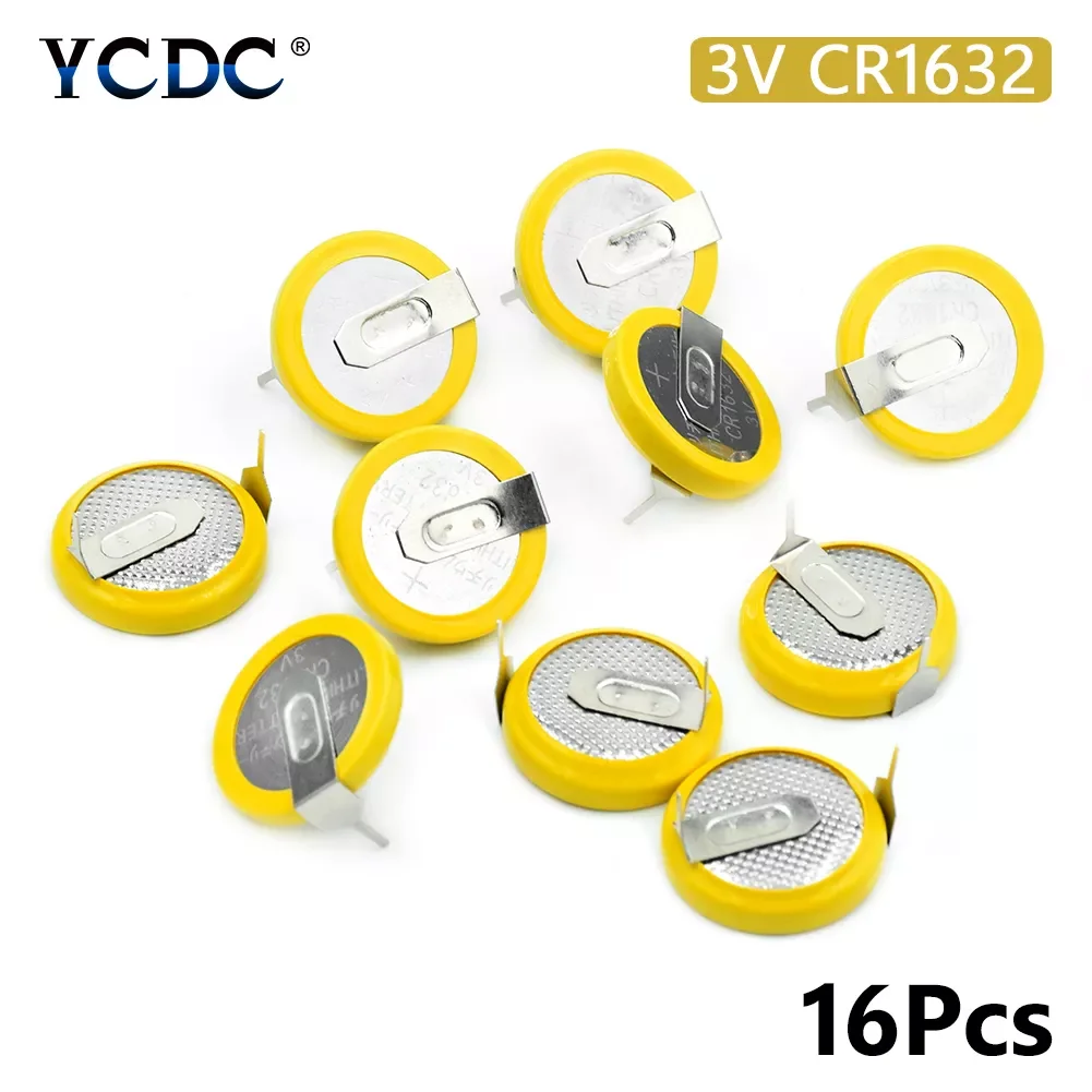 

2023New NEW 16Pcs 3V Soldered CR1632 Battery With 2 Pins For Main Board Remote Control SMALL ELECTRONICS