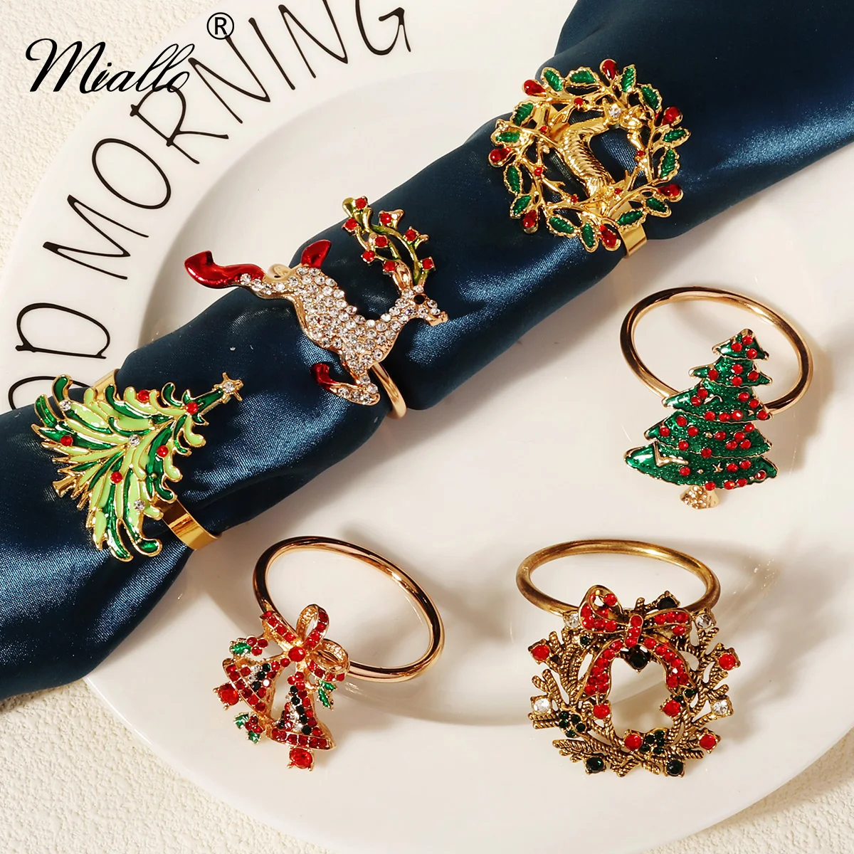 Набор пуговиц для рождественских салфеток-6 шт./компл. стразы из сплава