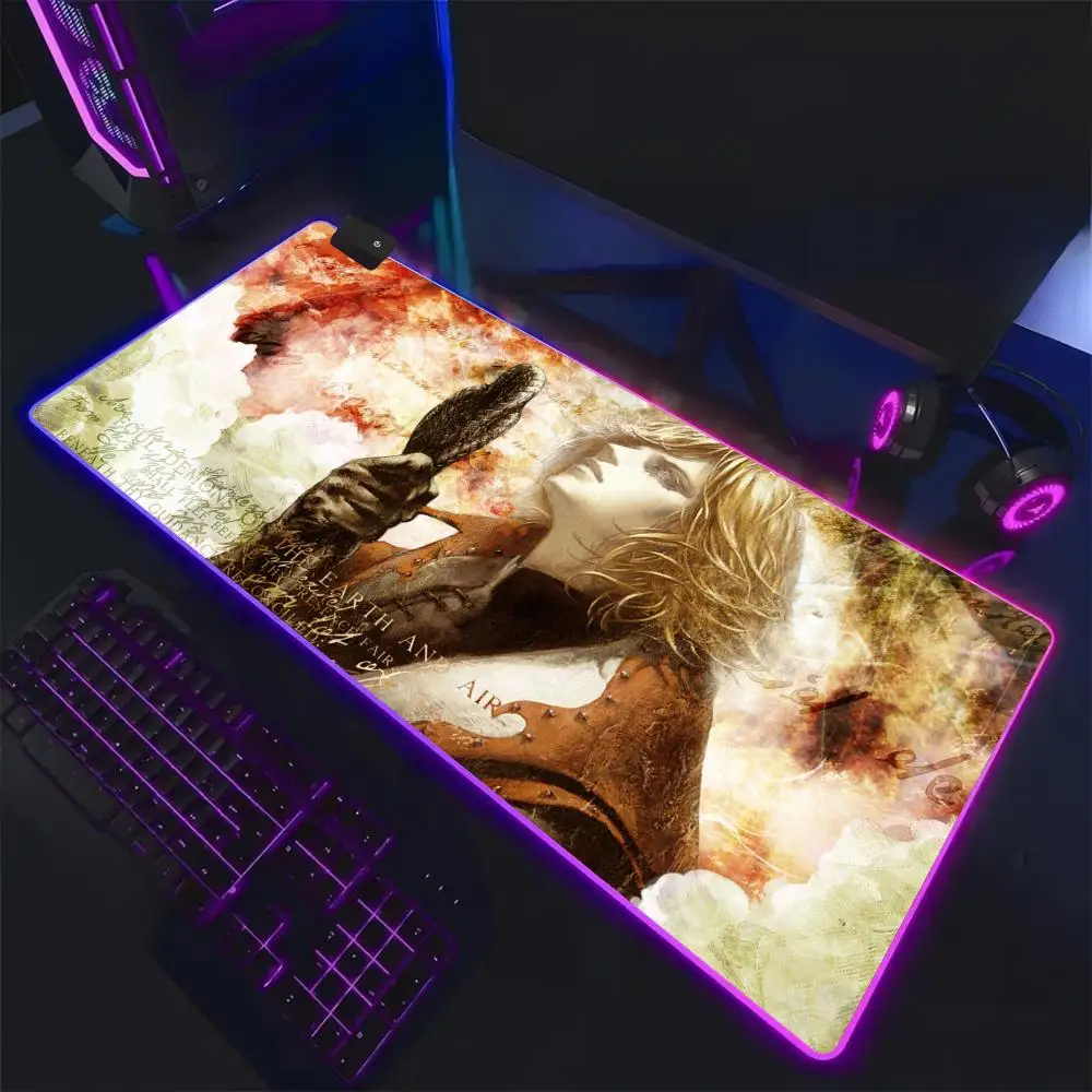 Фото Коврик для мыши Castlevania RGB, игровой коврик с LED-подсветкой, удлиненный, большой RGB-коврик, мягкий коврик, настольный коврик, светящийся коврик №1