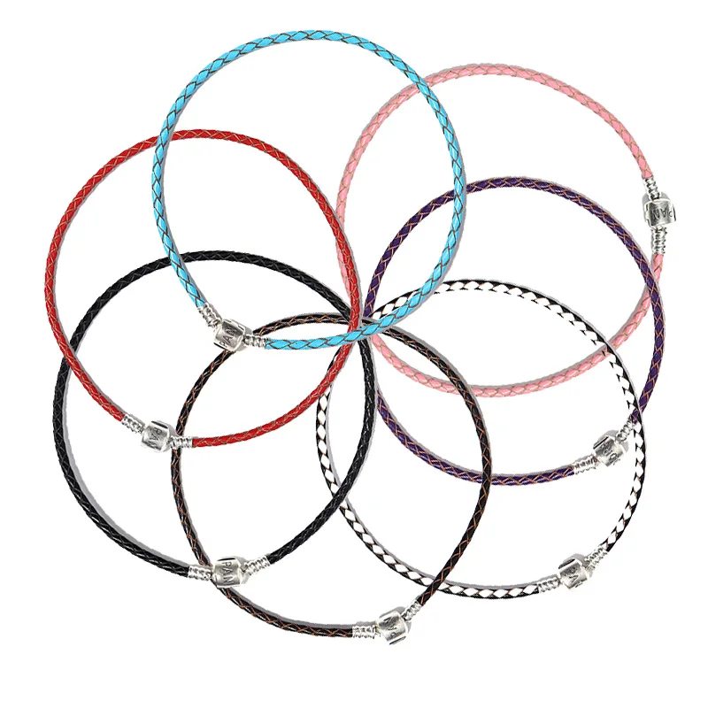 

Genuine Leather Bracelet Single Double Layer Silver 925 Fashion Handmade Bracelets Bangles Braided Leather Rope Wholesale