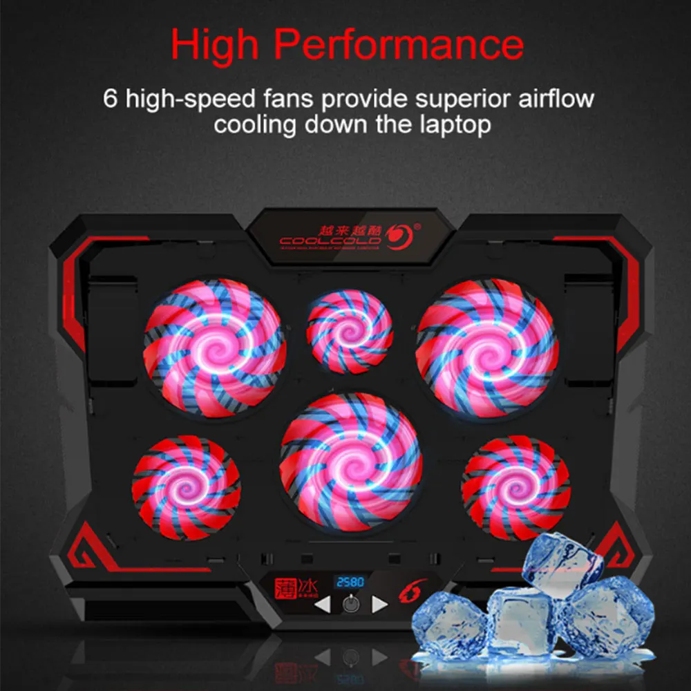 Notebook Cooling Bracket ICE 6 Notebook Cooler Laptop Stand Cooling Base Radiator Stand Laptop Cooling Pads 2pcs convenient mini big 2pcs small notebook laptop cooling pads skidproof pad cooler stand best selling