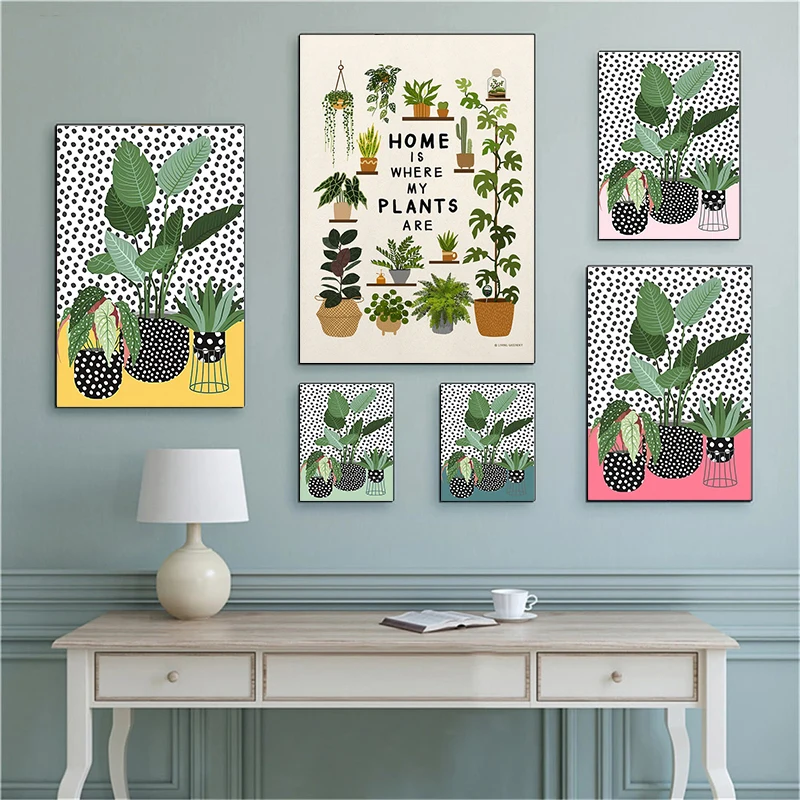 

Простой постер в скандинавском стиле, Картина на холсте с милыми растениями, Настенная картина, минимализм, современная картина для гостино...