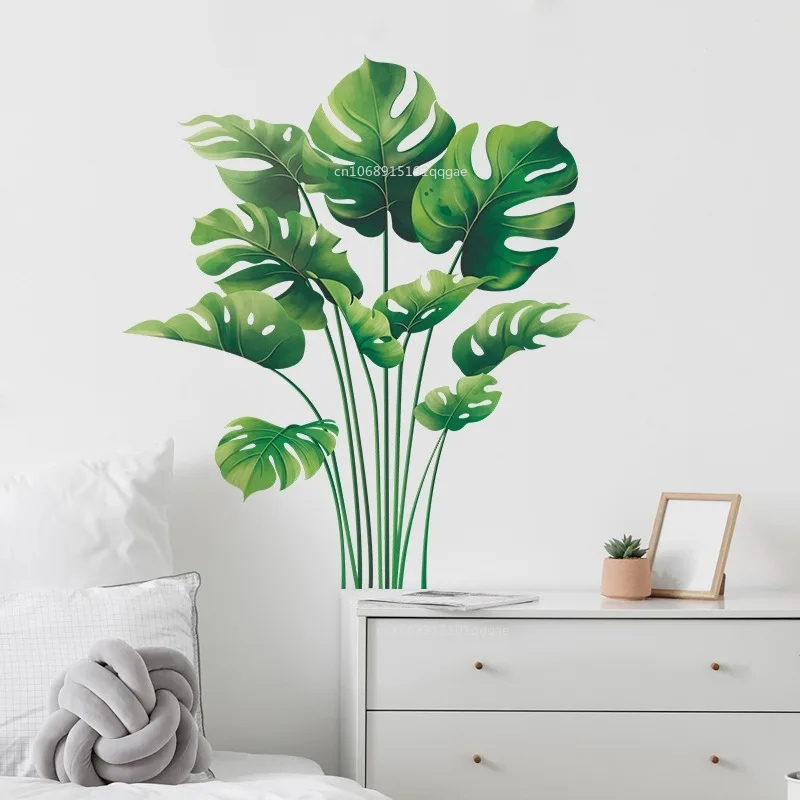 Новые большие тропические зеленые растения наклейки на стену листья растений