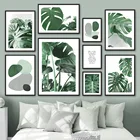 Тропический зеленый лист монстера абстрактная Минималистичная настенная Картина на холсте плакаты и принты настенные картины для декора гостиной