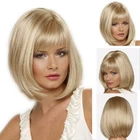 Женский короткий прямой синтетический парик JOY  BEAUTY, блонд-коричневый смешанный парик, парики из натуральных волос, термостойкие волосы для белых женщин