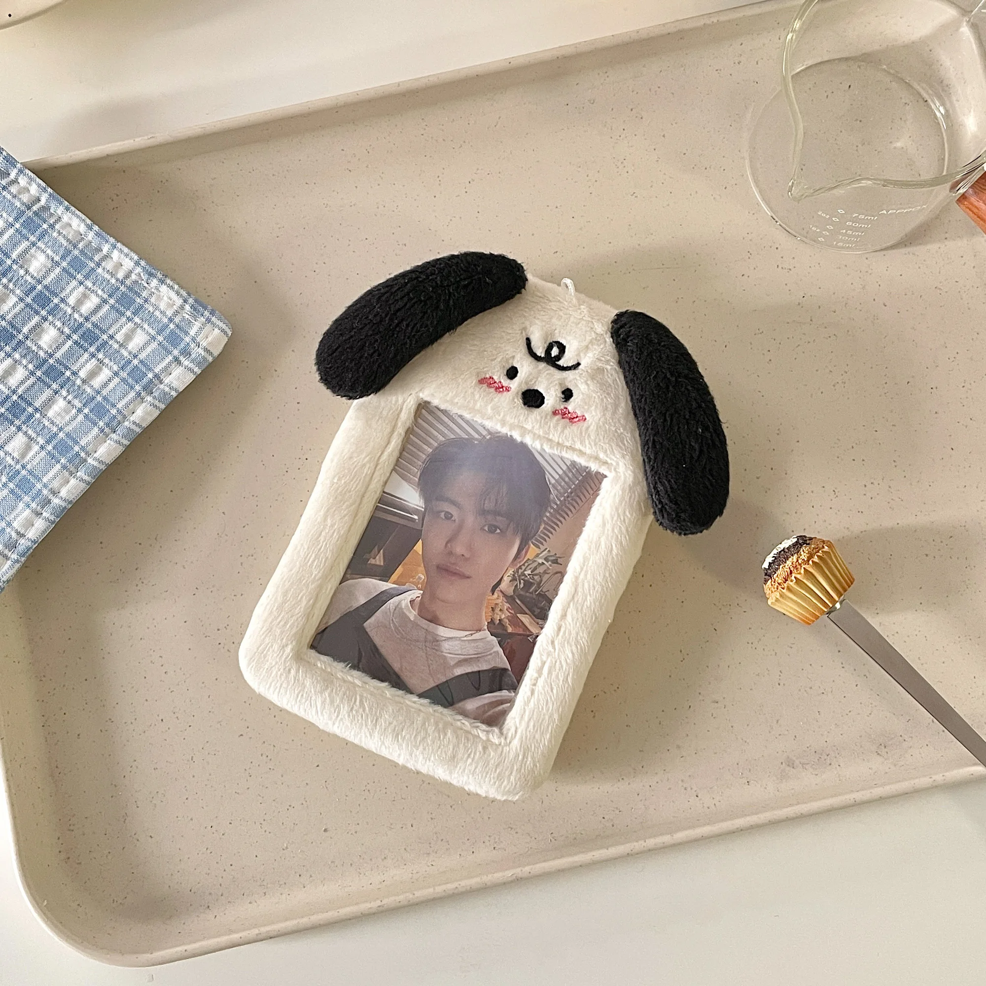 MINKYS New Arrival Kawaii Dog Plush Photocard Holder Credit ID Bank Card Photo Bus Protective Case Sleeves Stationery |