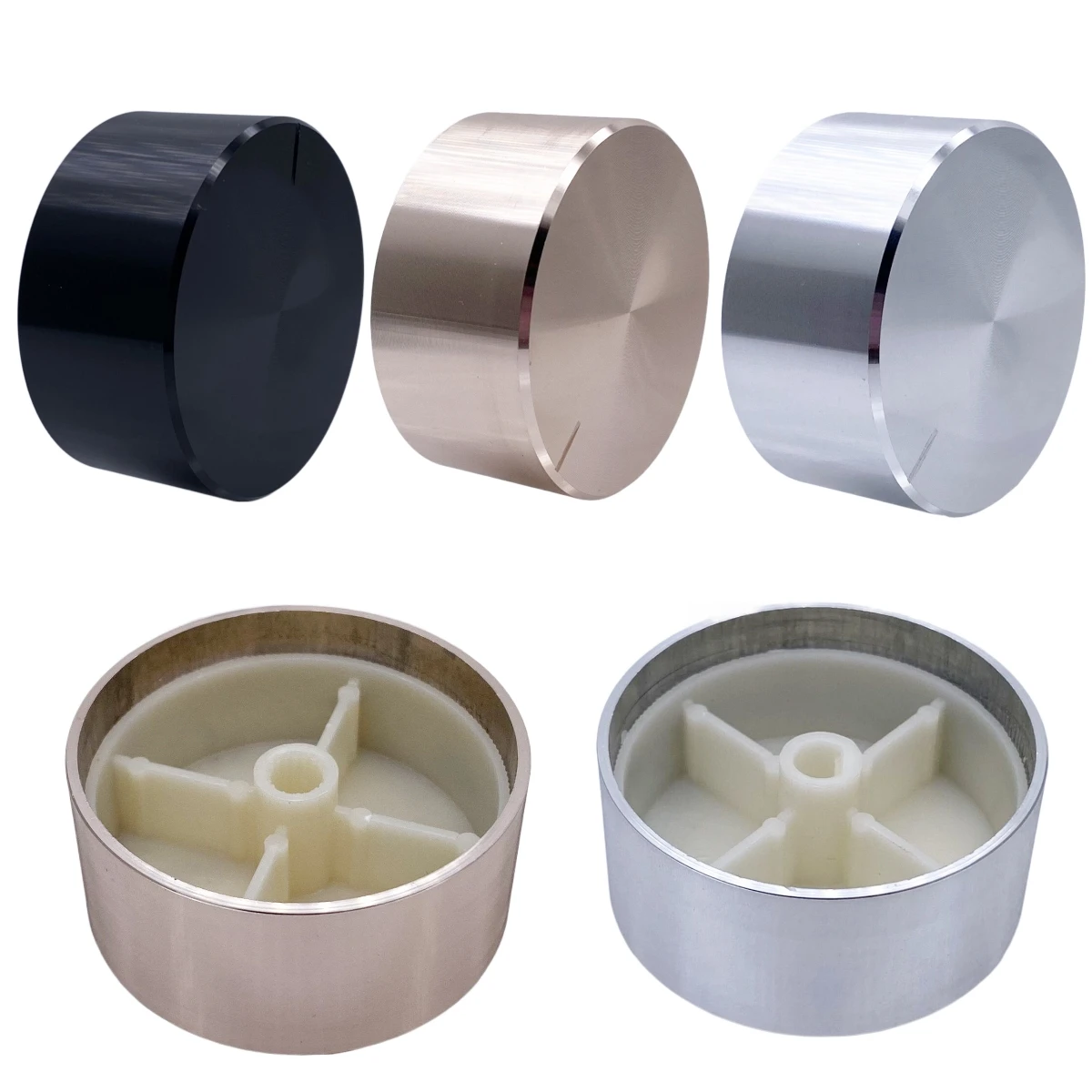 

1Pcs 48*22* 6mm Shaft High-end Aluminum Alloy Rotary Electronic Control Potentiometer Knob Volume Control Knob 48x22mm
