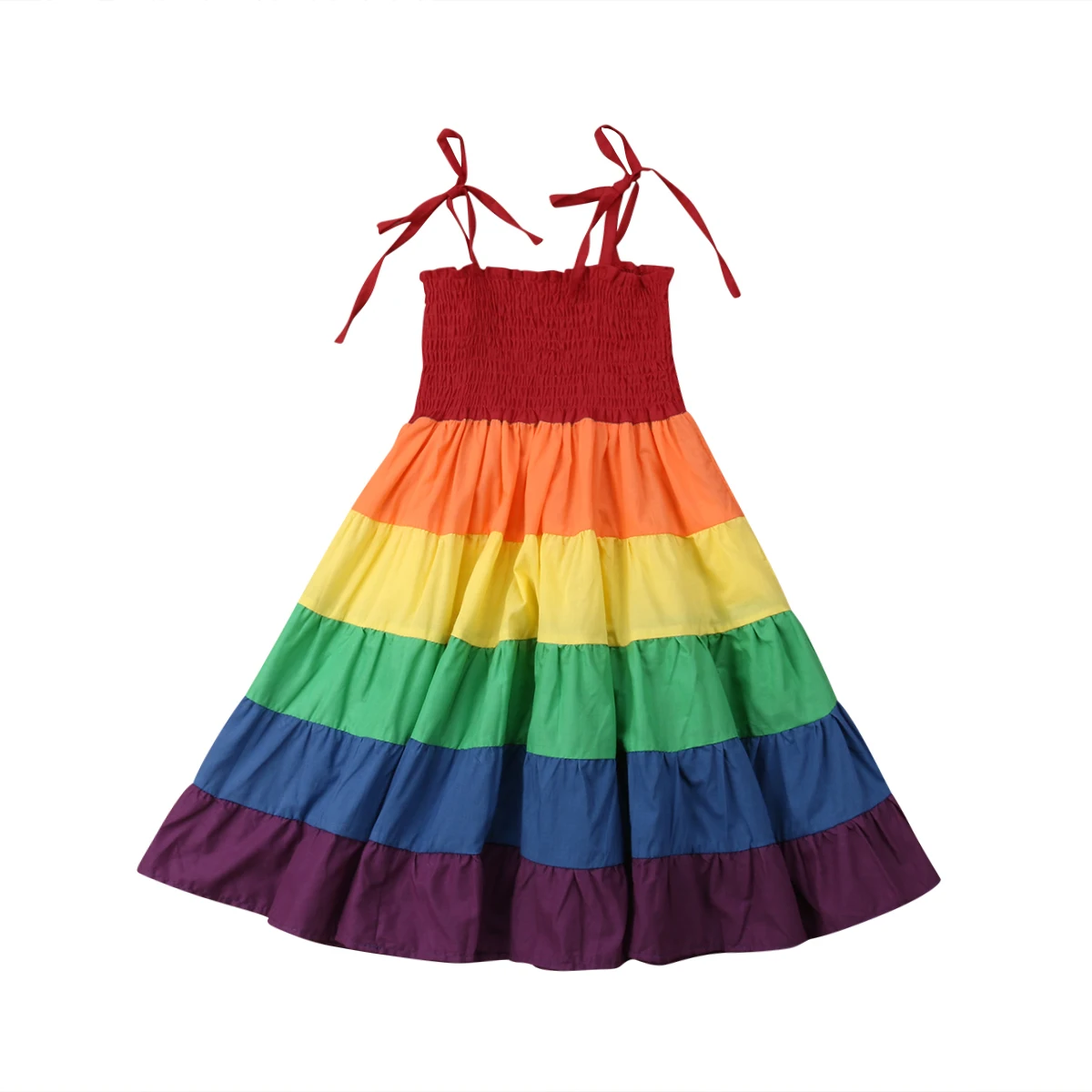 

2-7 Years Toddler Kid Baby Girl Rainbow Pageant Party Princess Dress Sundress Colorful Clothes