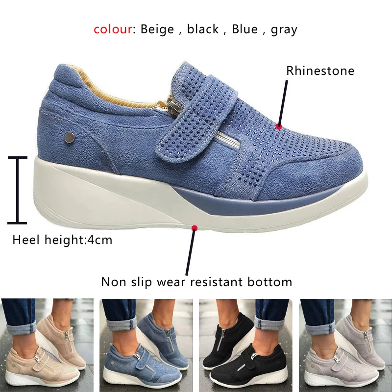 

Brand new Wedges Shoes Woman Sneakers Zipper Platform Trainers Women Shoes Casual Lace-Up Tenis Feminino Zapatos De Mujer 35-43