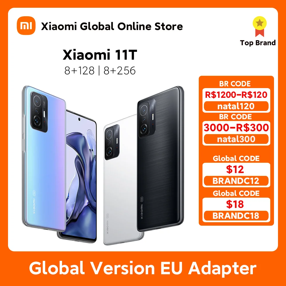 Global Version Xiaomi 11T Smartphone 8GB+128GB/256GB Dimensity 1200-Ultra Octa Core 67W Charging 108MP Camera 120Hz 6.67 AMOLED