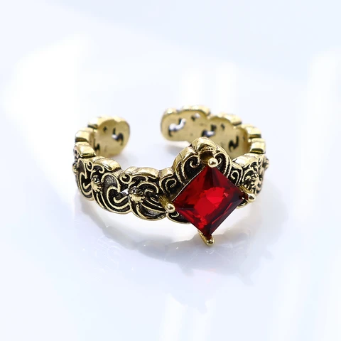 LENNIK Открытое регулируемое кольцо "Пламенная корона" из меди