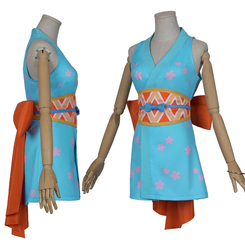 Женское платье для косплея Nami аниме Пиратская Маскировка синее Розовое Кимоно