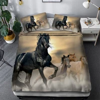 3d horse duvet cover microfiber fabric soft bedspread comforter cover zipper design queen king bedding set with pillowcase