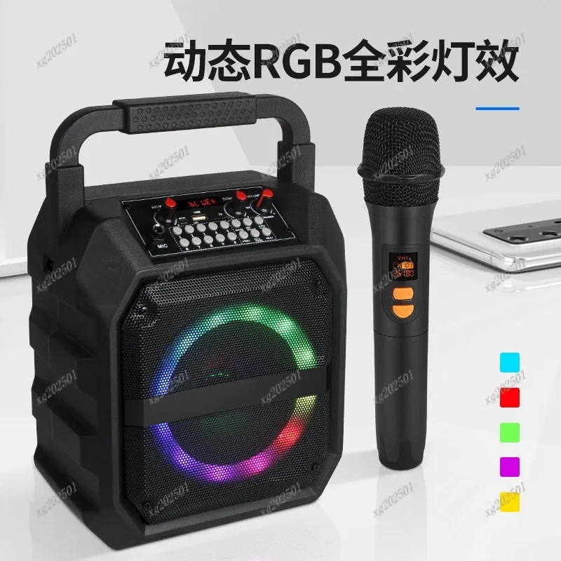Фото Портативная Bluetooth-колонка с эффектами звука и беспроводным микрофоном для караоке на открытом воздухе №3