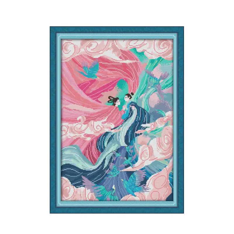 

Magpie Bridge Fairy cross stitch kit 14ct 11ct count print canvas stitches embroidery DIY handmade needlework plus