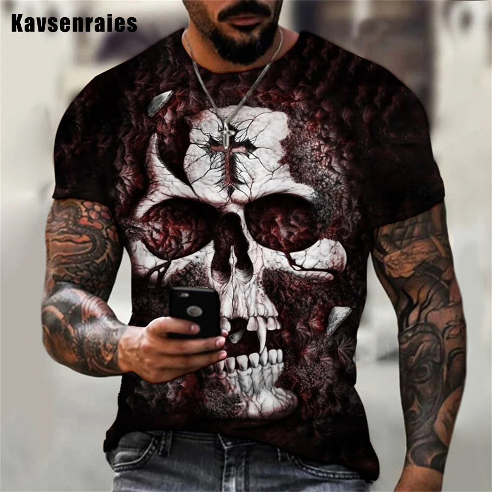 

Horror Skull Design 3D Print T-shirt Men Women High Quality Fashion Casual Short Sleeve Harajuku Streetwear Oversized T Shirt
