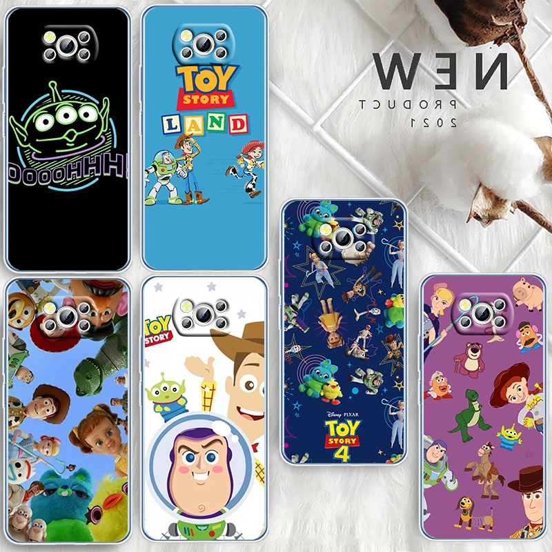 

Cute Toy Story Disney Phone Case For Xiaomi Mi Poco X4 X3 NFC F4 F3 GT M4 M3 M2 X2 F2 Pro C3 5G Transparent Soft Cover