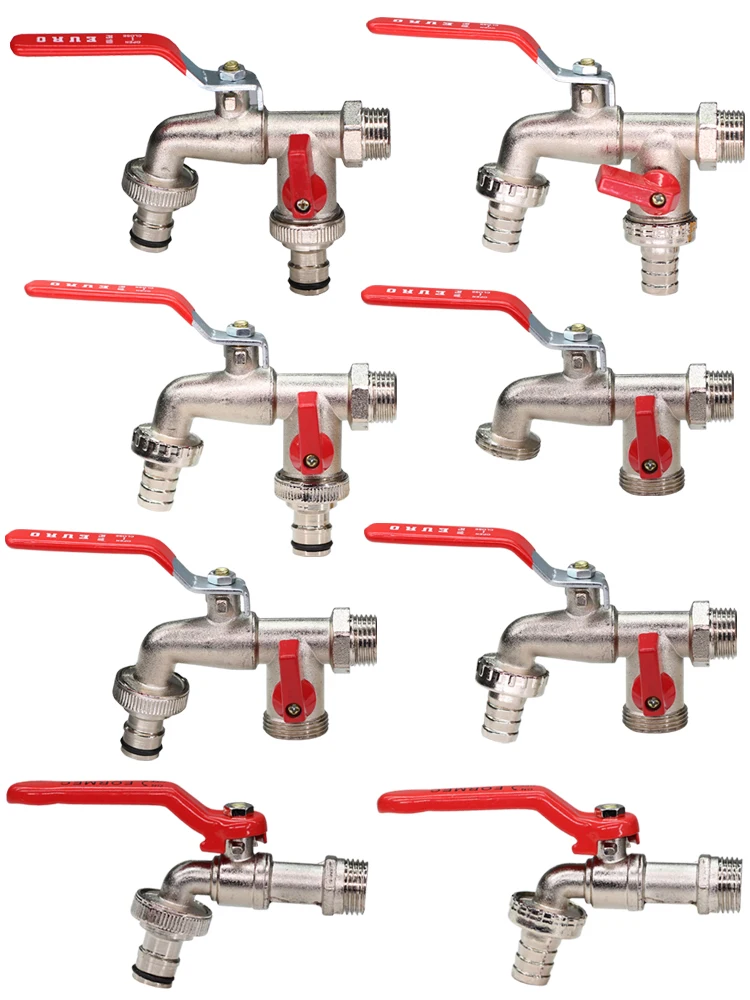 

1/2'' IBC Water Tank Connector 2-Way 1-Way Garden Hose Irrigation Faucet Adapter Brass Tap Joint Replacement Fitting