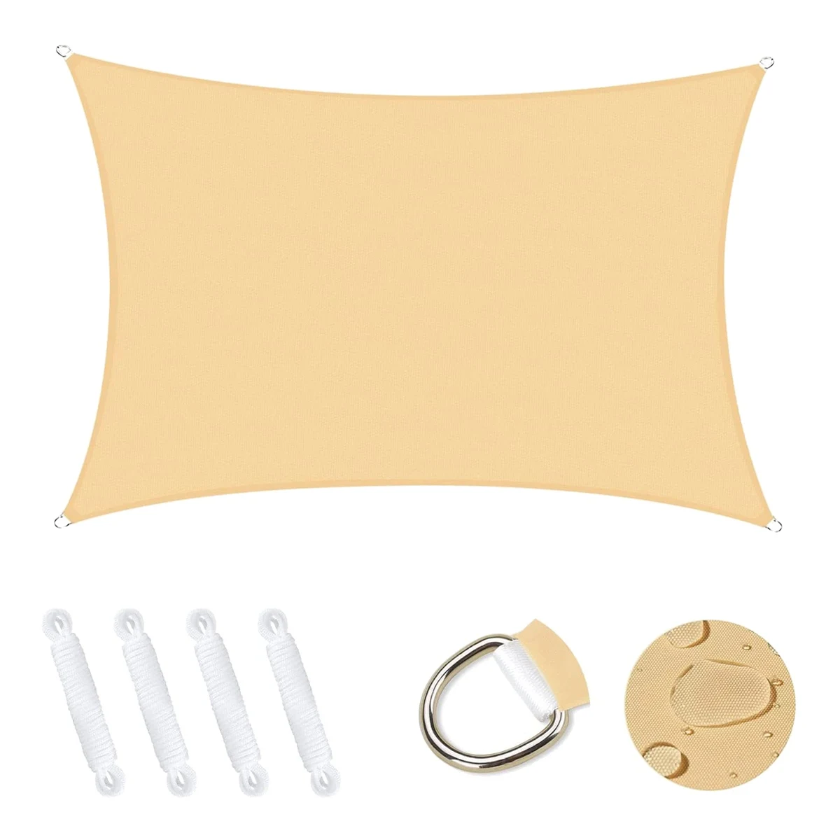 

Waterproof Sun Shade Sail Canopy Awning Shelter Rectangle for Outdoor Patio Garden Carport (3x4 Meter Beige Yellow)