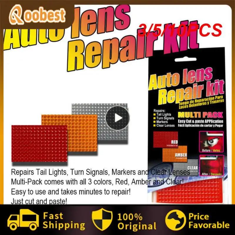 

3/5/10PCS Red Amber Car Headlights Taillight Repair Tool Set Film Polish Universal Car Auto Lens Repair Kit Crack Repair