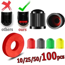 10/25/50/100 Pcs Tire Valve Caps Black,with O Rubber Ring, Universal Stem Covers for Cars Bike and Bicycle, Trucks, Motorcycles