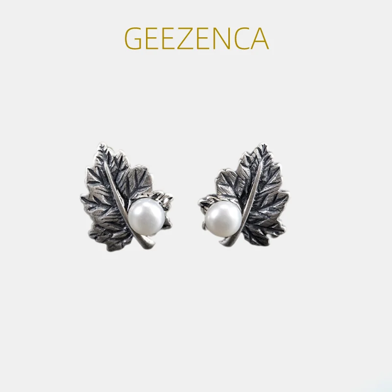 

Женские серьги-гвоздики из стерлингового серебра 925 пробы с Кленовым листом и жемчугом, простые классические маленькие корейские модные серьги, изящная бижутерия для девушек и женщин
