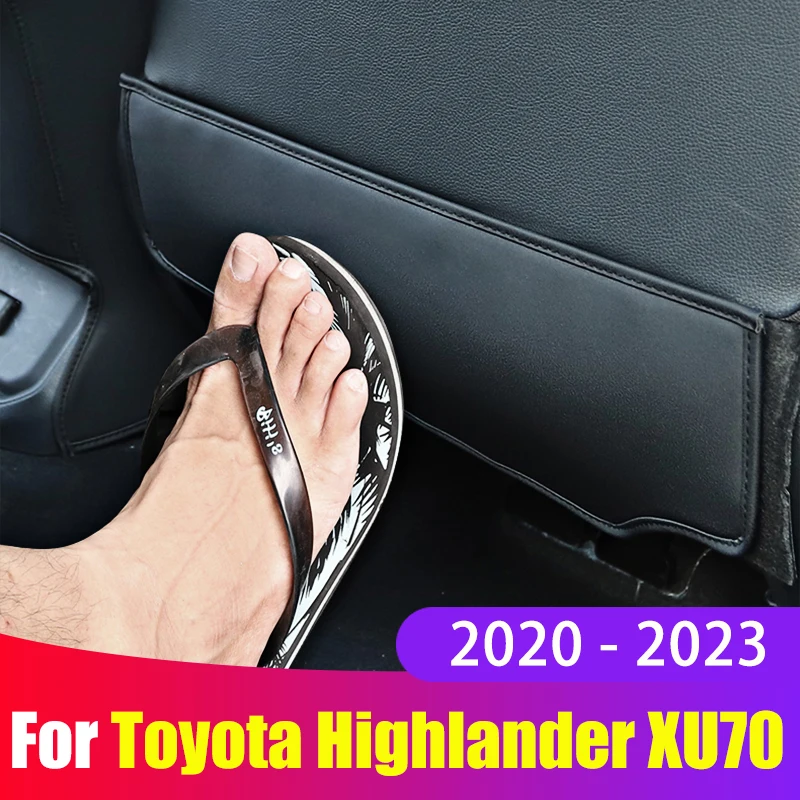Leather Car Anti-Kick Mats Auto Seat Back Protector Cover Pad For Toyota Highlander Kluger XU70 2020 2021 2022 2023 Accessories