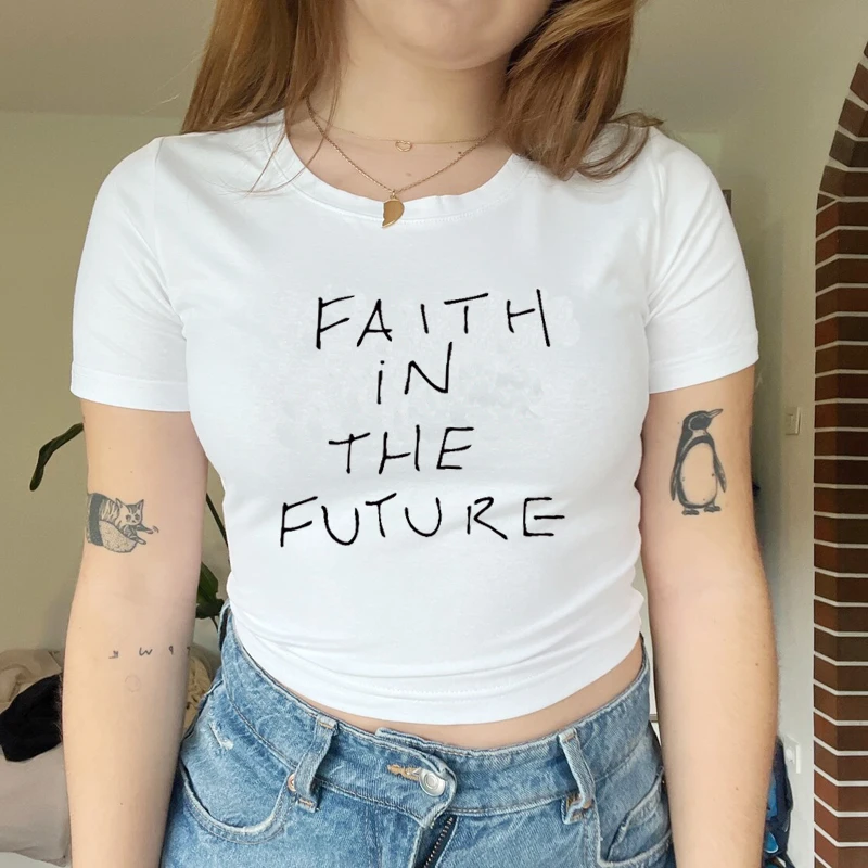 

Faith In The Future Tour Women Crop Top Harajuku Hip Hop Graphic Tee Y2k 2000s Grunge Clothes Baby Tee Gothic Tops Dropshipping